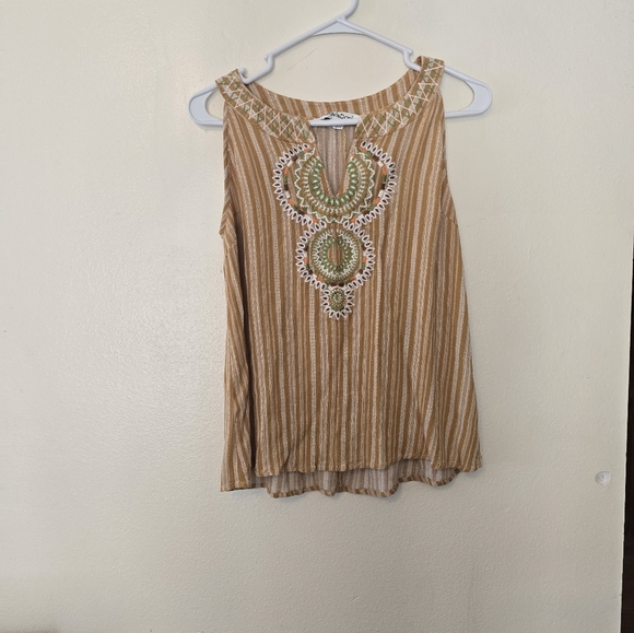 DAVI & DANI Tan Embroidered Tank Top - Picture 1 of 4